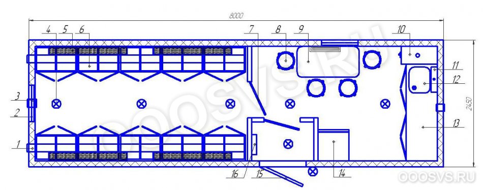 Блок контейнер с сушилкой и комнатой отдыха для рабочих Италмас Р.8.25.04.06