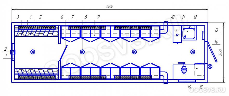 Комбинированный блок контейнер для просушки одежды рабочих Италмас Р.8.25.04.02